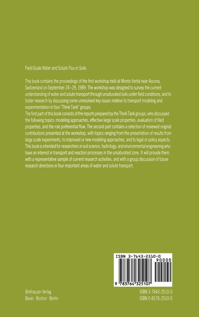Weitere Ansicht: Field-Scale Water and Solute Flux in Soils
