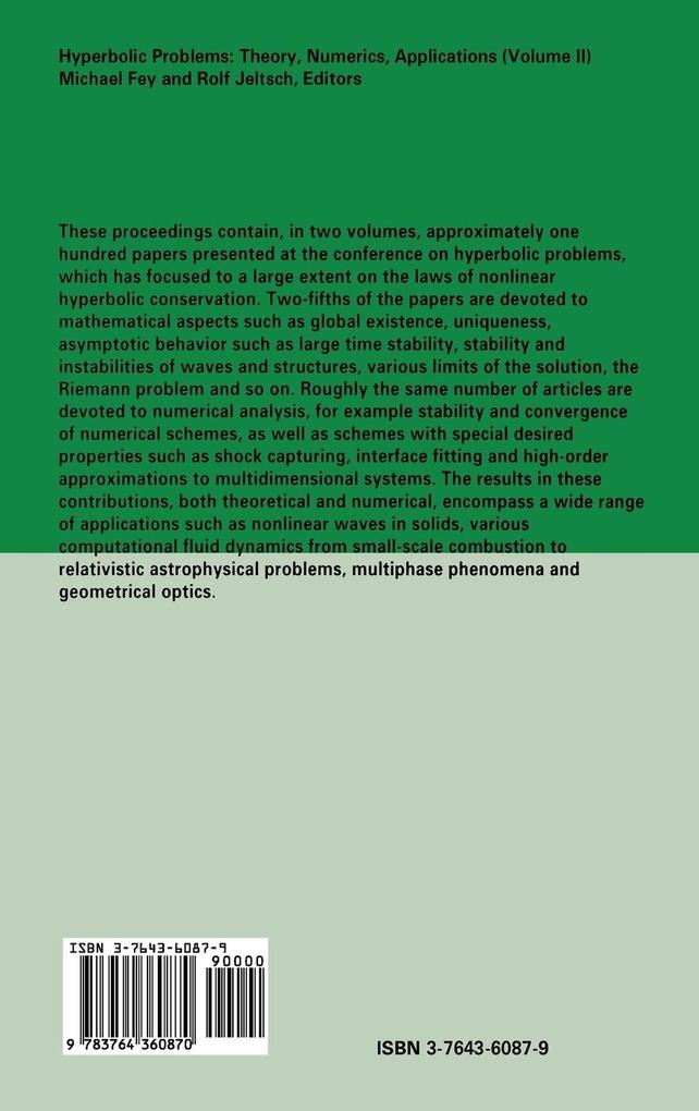 Weitere Ansicht: Hyperbolic Problems: Theory, Numerics, Applications