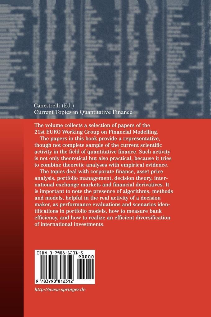 Weitere Ansicht: Current Topics in Quantitative Finance | Elio Canestrelli