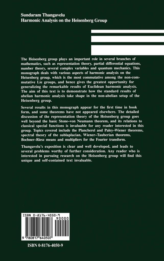 Weitere Ansicht: Harmonic Analysis on the Heisenberg Group