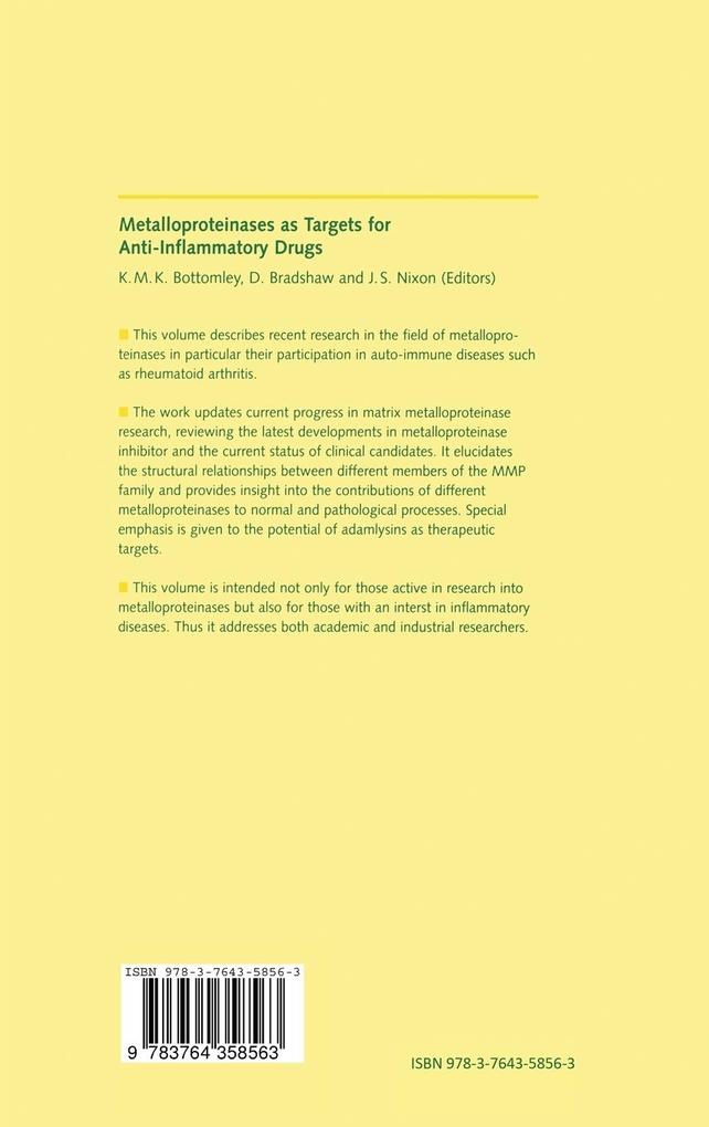 Weitere Ansicht: Metalloproteinases as Targets for Anti-Inflammatory Drugs