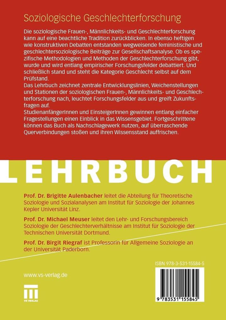 Weitere Ansicht: Soziologische Geschlechterforschung | Brigitte Aulenbacher, Michael Meuser, Birgit Riegraf