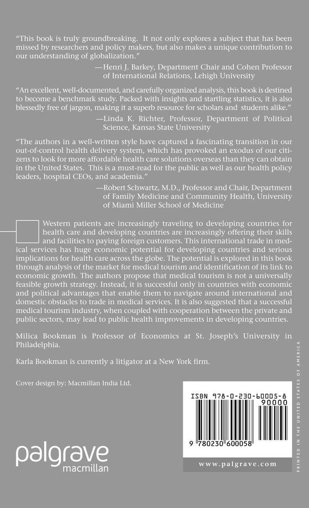 Weitere Ansicht: Medical Tourism in Developing Countries | M. Bookman, Milica Zarkovic Bookman, Karla R. Bookman