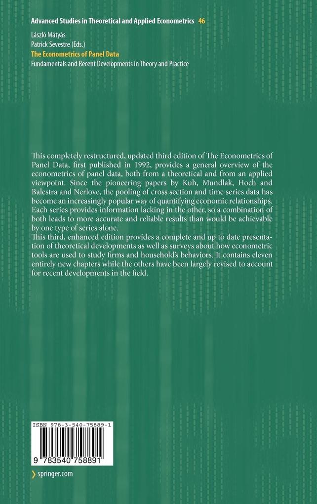 Weitere Ansicht: The Econometrics of Panel Data
