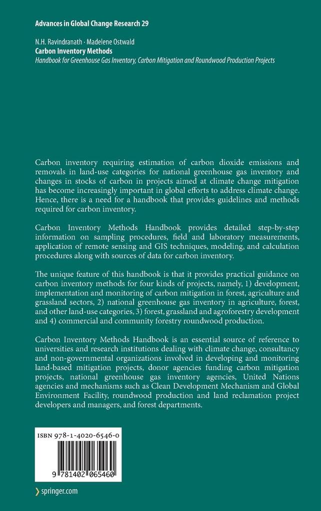 Weitere Ansicht: Carbon Inventory Methods | N. H. Ravindranath, Madelene Ostwald