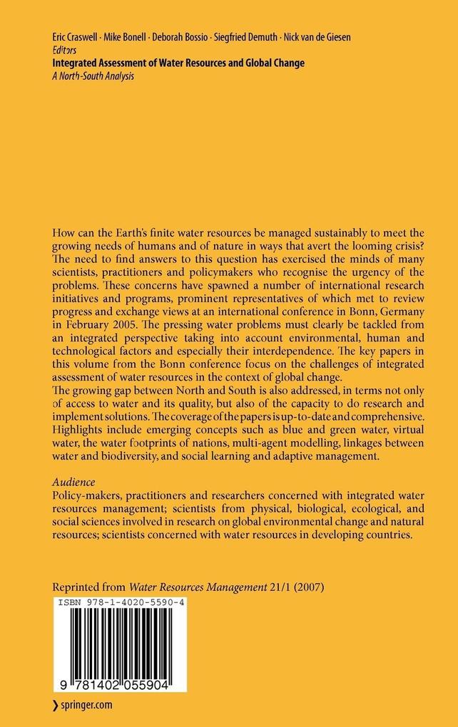 Weitere Ansicht: Integrated Assessment of Water Resources and Global Change