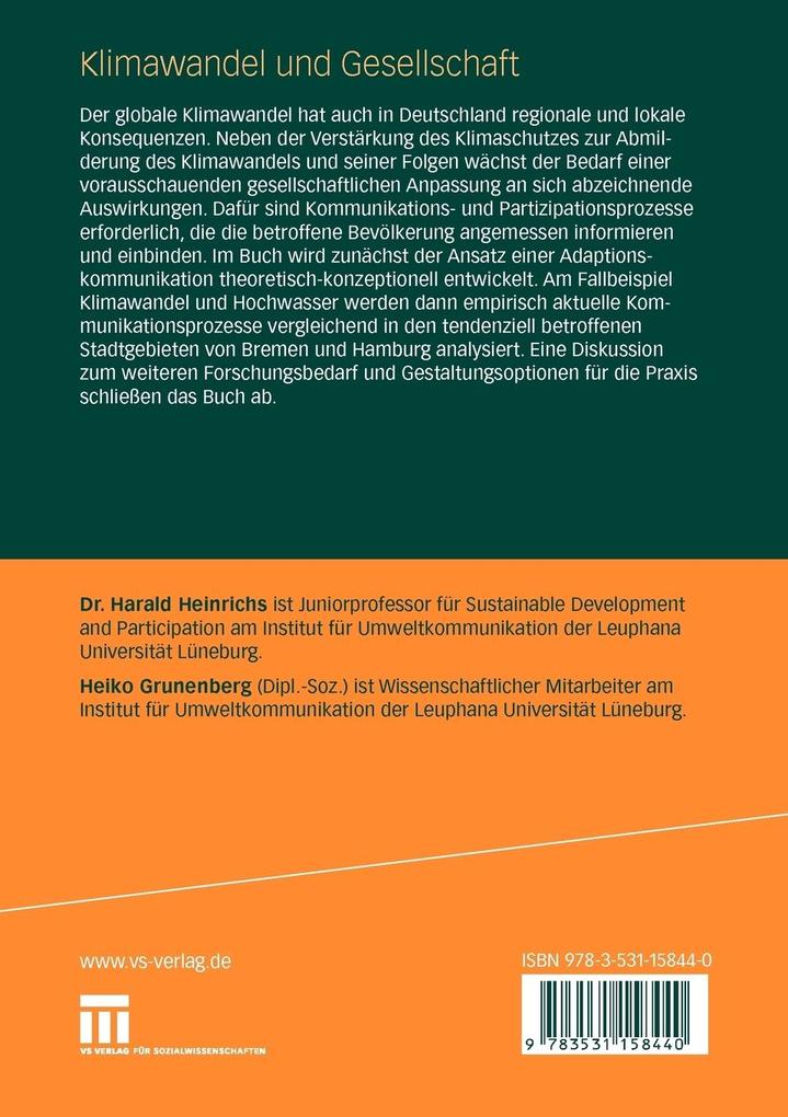 Weitere Ansicht: Klimawandel und Gesellschaft | Harald Heinrichs, Heiko Grunenberg