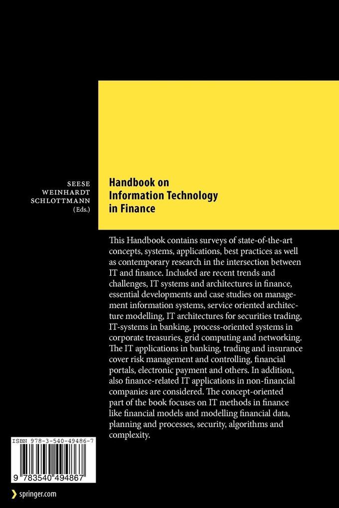 Weitere Ansicht: Handbook on Information Technology in Finance