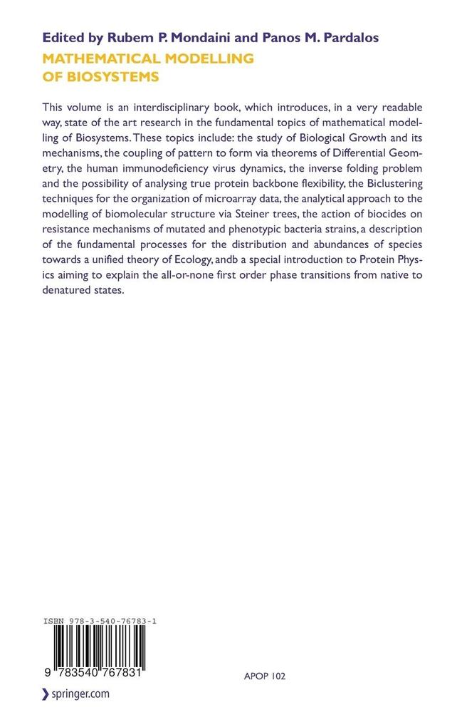 Weitere Ansicht: Mathematical Modelling of Biosystems