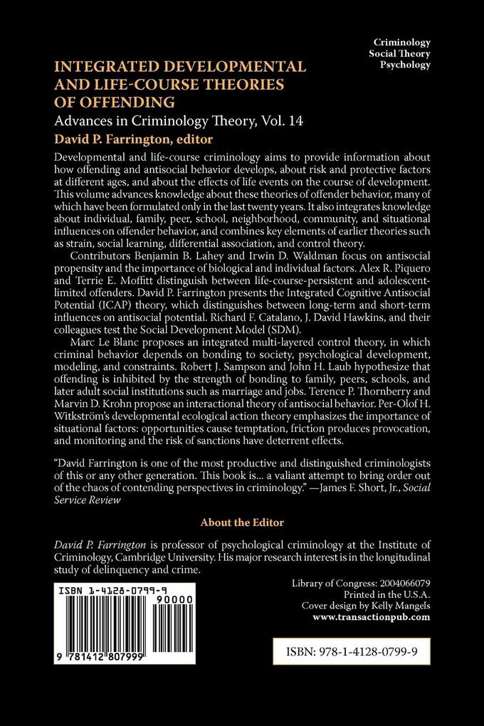 Weitere Ansicht: Integrated Developmental and Life-course Theories of Offending