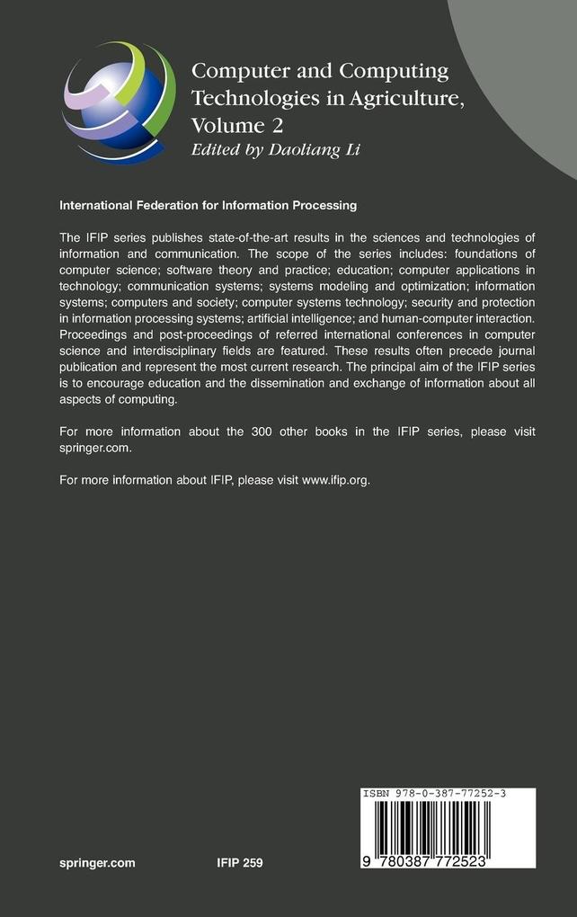 Weitere Ansicht: Computer and Computing Technologies in Agriculture, Volume II