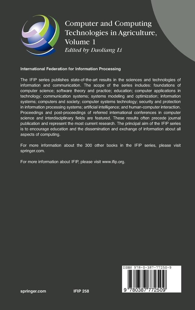 Weitere Ansicht: Computer and Computing Technologies in Agriculture, Volume I