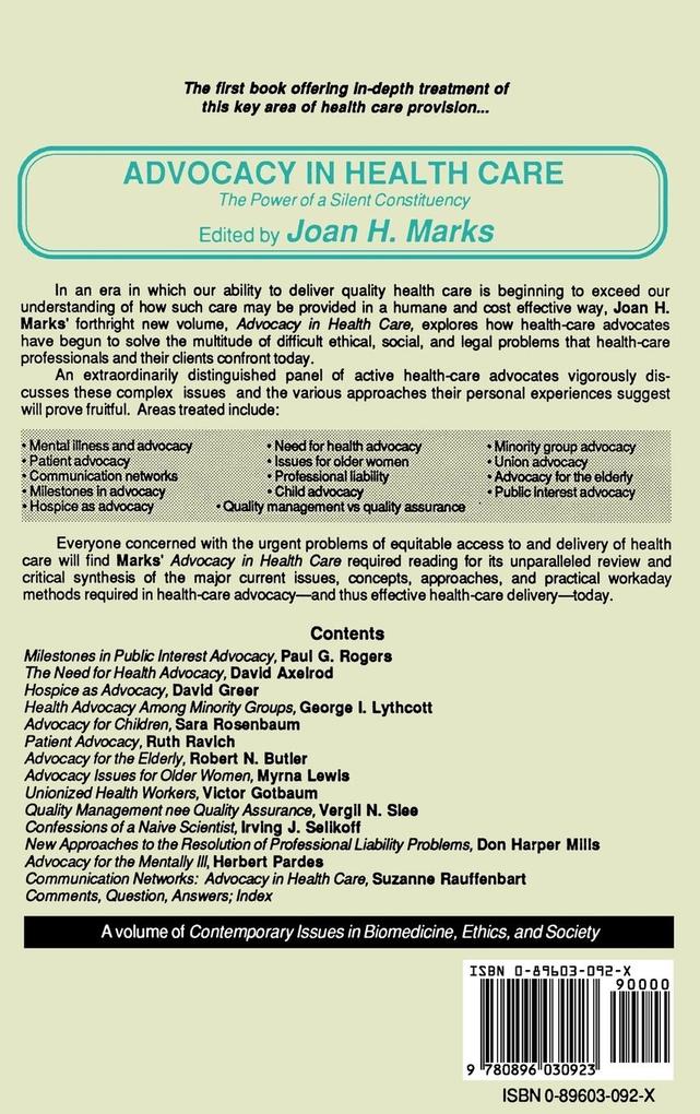 Weitere Ansicht: Advocacy in Health Care | Joan H. Marks