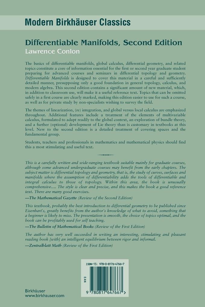 Weitere Ansicht: Differentiable Manifolds | Lawrence Conlon