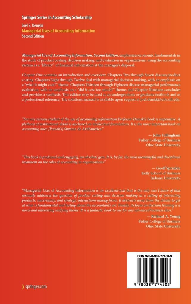 Weitere Ansicht: Managerial Uses of Accounting Information | Joel Demski