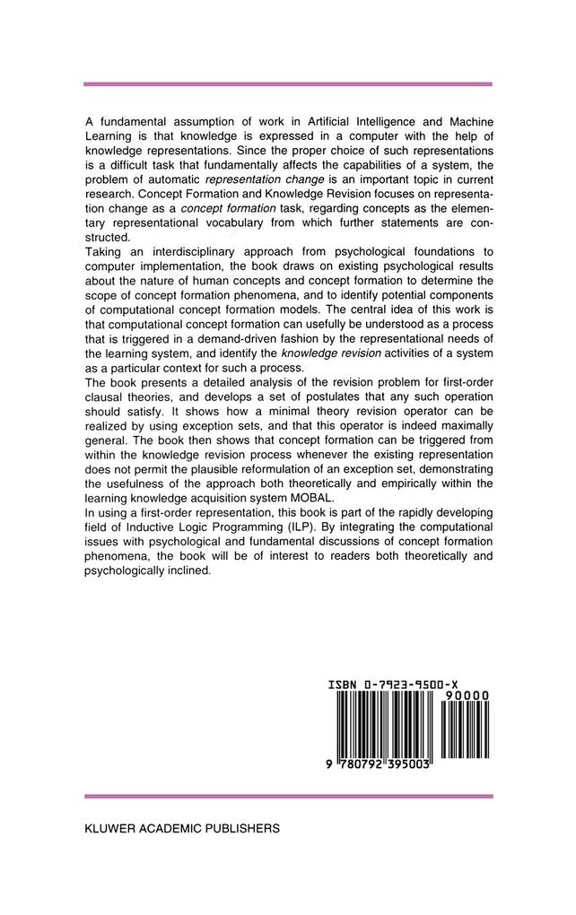 Weitere Ansicht: Concept Formation and Knowledge Revision | Stefan Wrobel