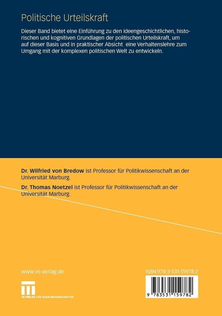 Weitere Ansicht: Politische Urteilskraft | Wilfried von Bredow, Thomas Noetzel