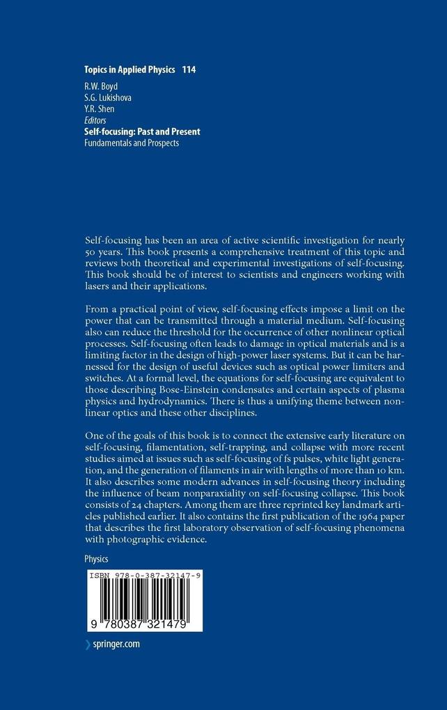 Weitere Ansicht: Self-focusing: Past and Present