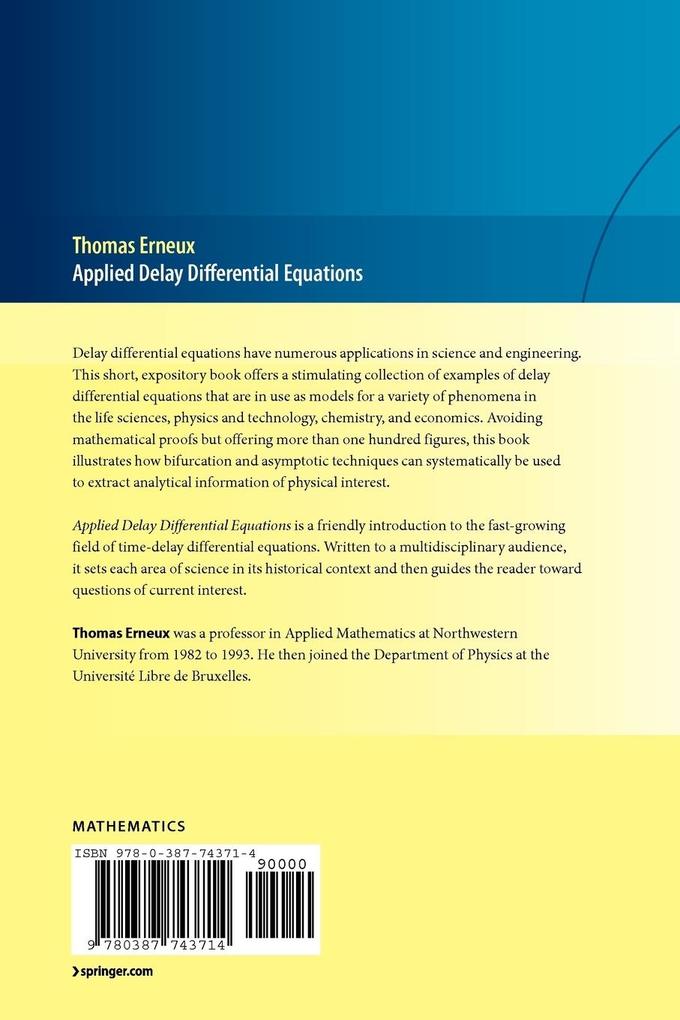 Weitere Ansicht: Applied Delay Differential Equations | Thomas Erneux