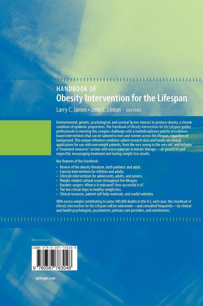 Weitere Ansicht: Handbook of Obesity Intervention for the Lifespan