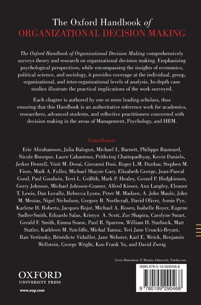 Weitere Ansicht: The Oxford Handbook of Organizational Decision Making