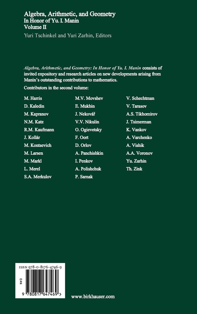 Weitere Ansicht: Algebra, Arithmetic, and Geometry