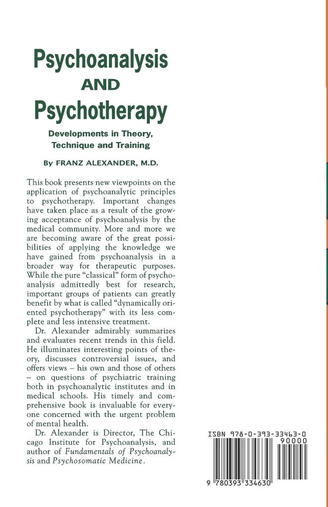Weitere Ansicht: Psychoanalysis and Psychotherapy | Franz Alexander
