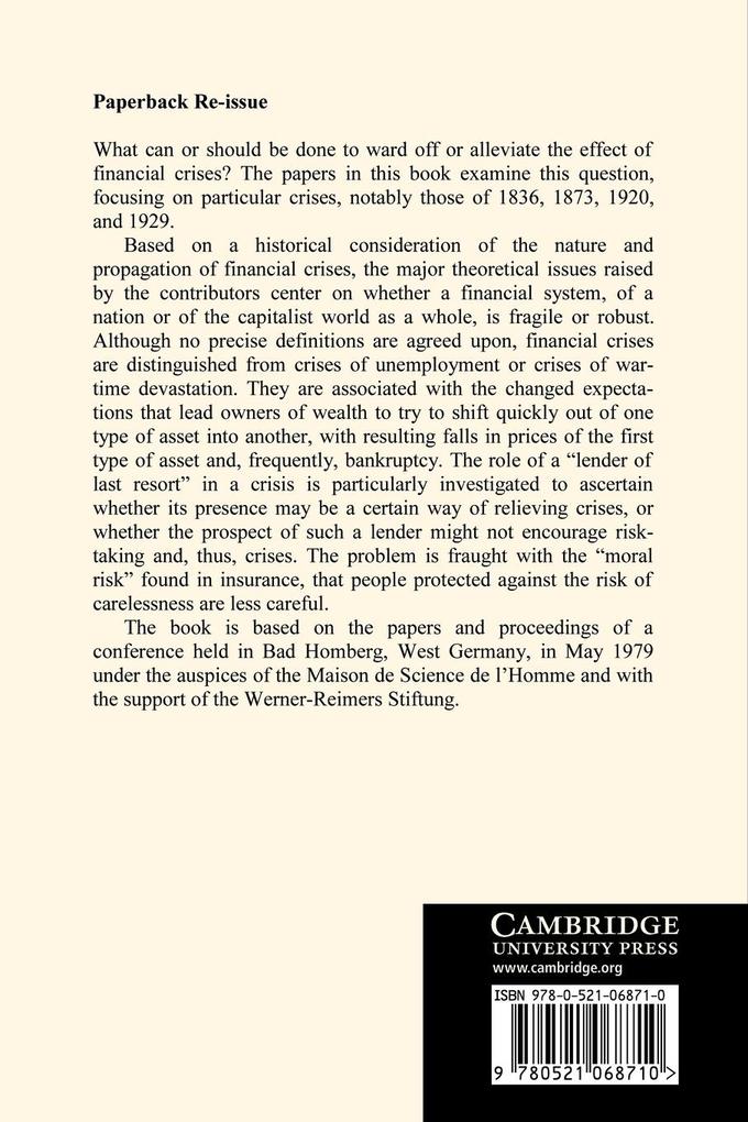 Weitere Ansicht: Financial Crises | Kindleberger