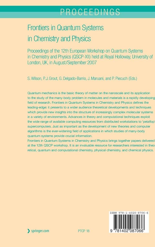 Weitere Ansicht: Frontiers in Quantum Systems in Chemistry and Physics