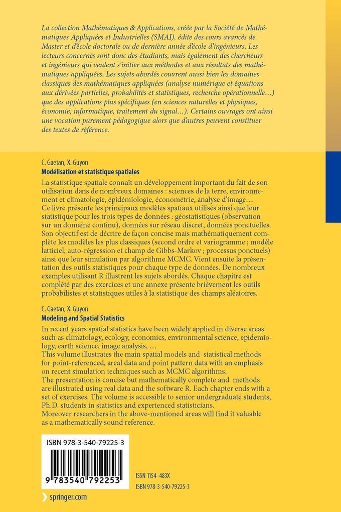 Weitere Ansicht: Modélisation et statistique spatiales | Carlo Gaetan, Xavier Guyon