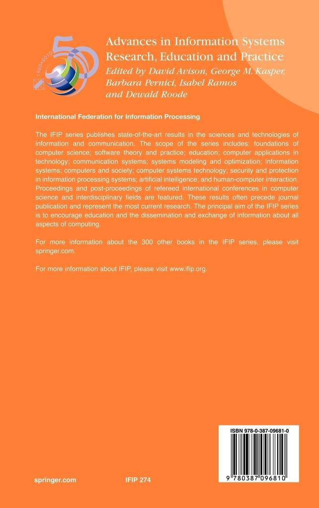 Weitere Ansicht: Advances in Information Systems Research, Education and Practice