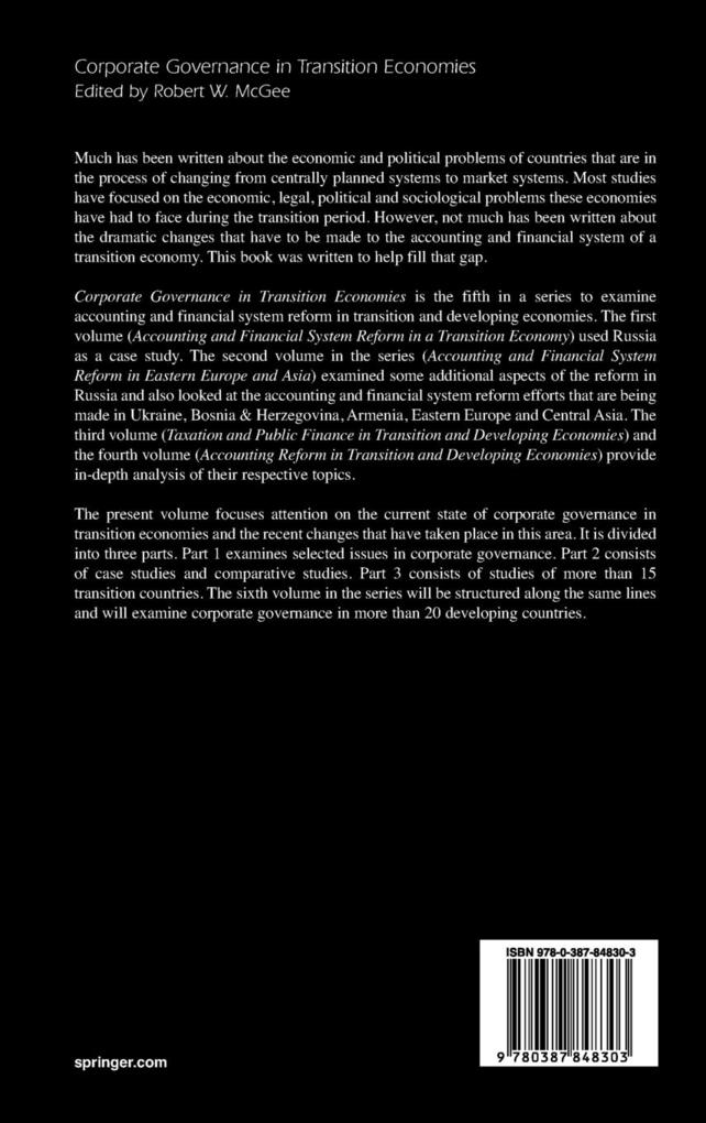 Weitere Ansicht: Corporate Governance in Transition Economies | Robert W. McGee