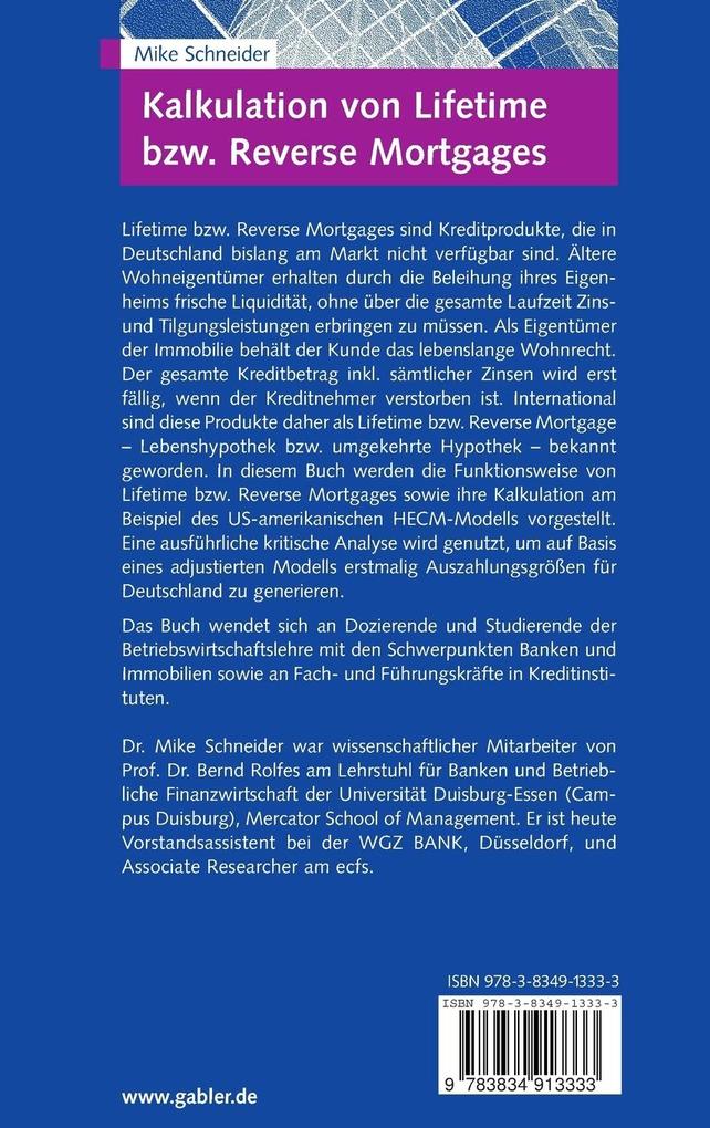 Weitere Ansicht: Kalkulation von Lifetime bzw. Reverse Mortgages | Mike Schneider