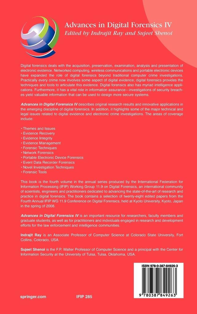 Weitere Ansicht: Advances in Digital Forensics IV