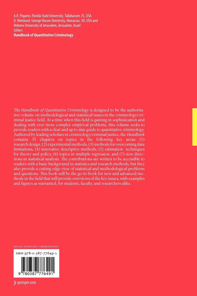 Weitere Ansicht: Handbook of Quantitative Criminology