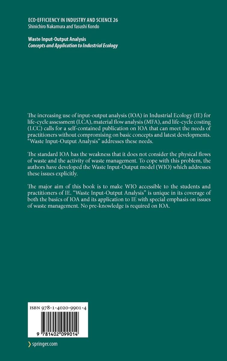 Weitere Ansicht: Waste Input-Output Analysis | Shinichiro Nakamura, Yasushi Kondo