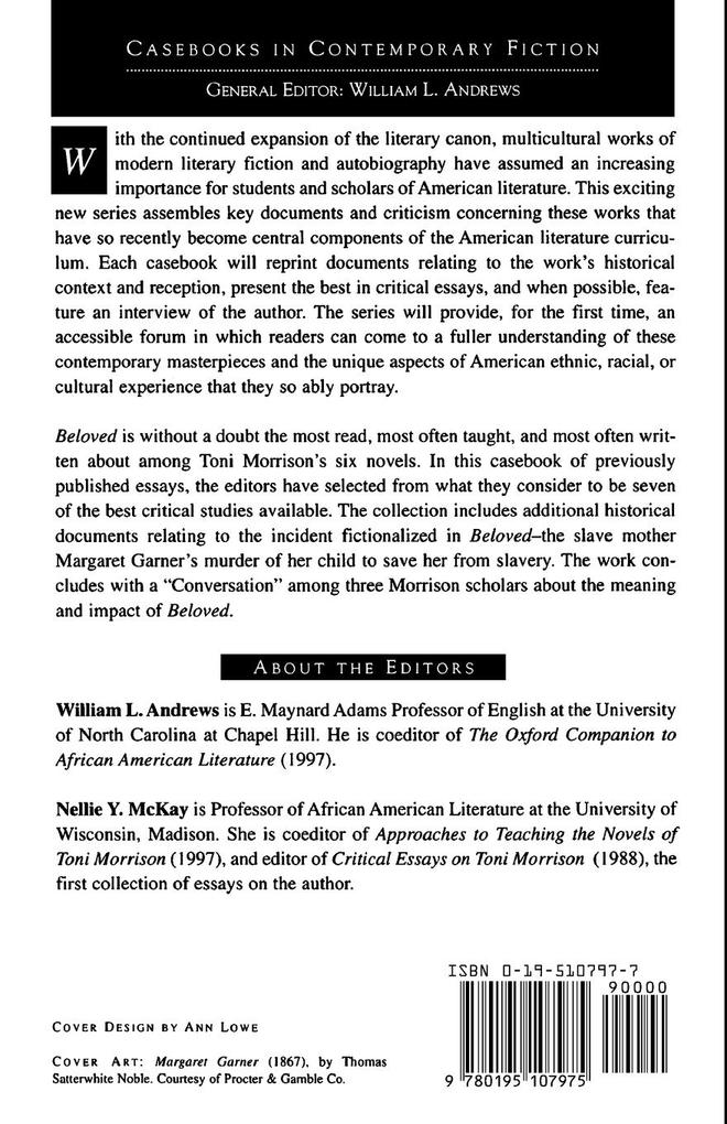 Weitere Ansicht: Toni Morrison's Beloved | By William Edited by William L. Andrews, Edited by William L. Andrews
