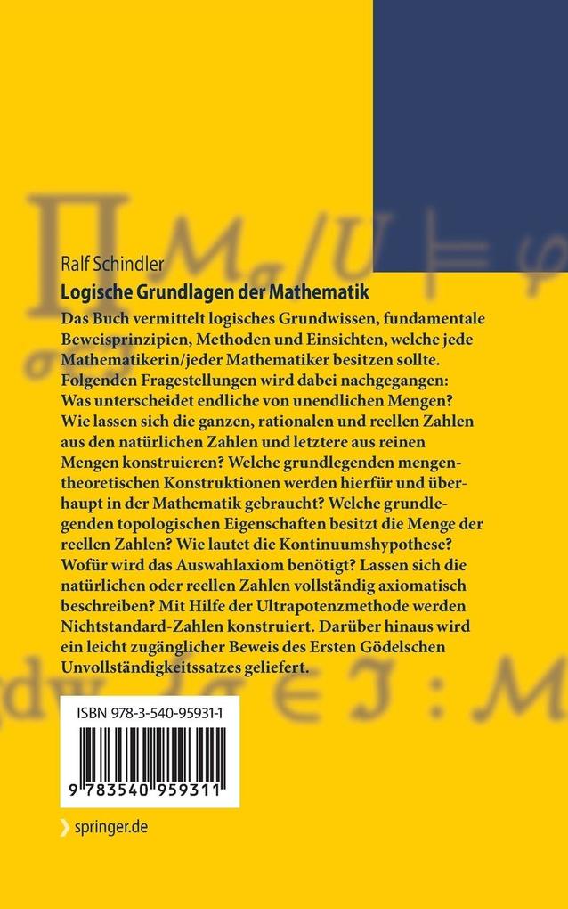 Weitere Ansicht: Logische Grundlagen der Mathematik | Ralf Schindler