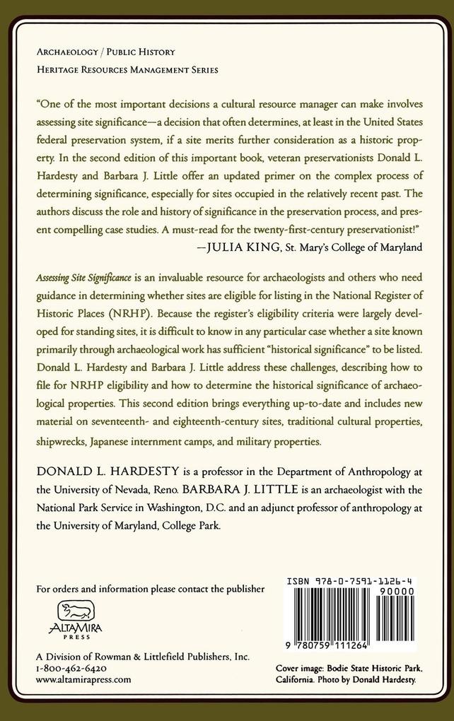 Weitere Ansicht: Assessing Site Significance | Donald L. Hardesty, Barbara J. Little