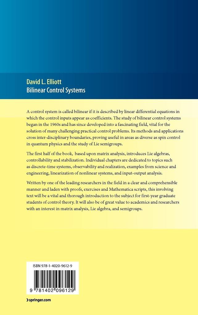 Weitere Ansicht: Bilinear Control Systems | David Elliott