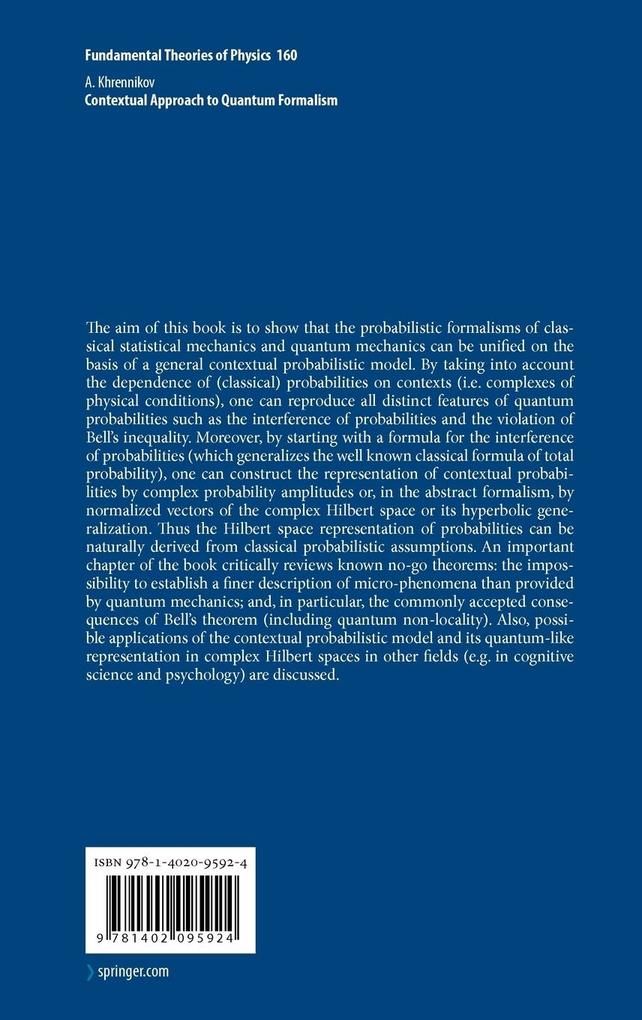 Weitere Ansicht: Contextual Approach to Quantum Formalism | Andrei Y. Khrennikov