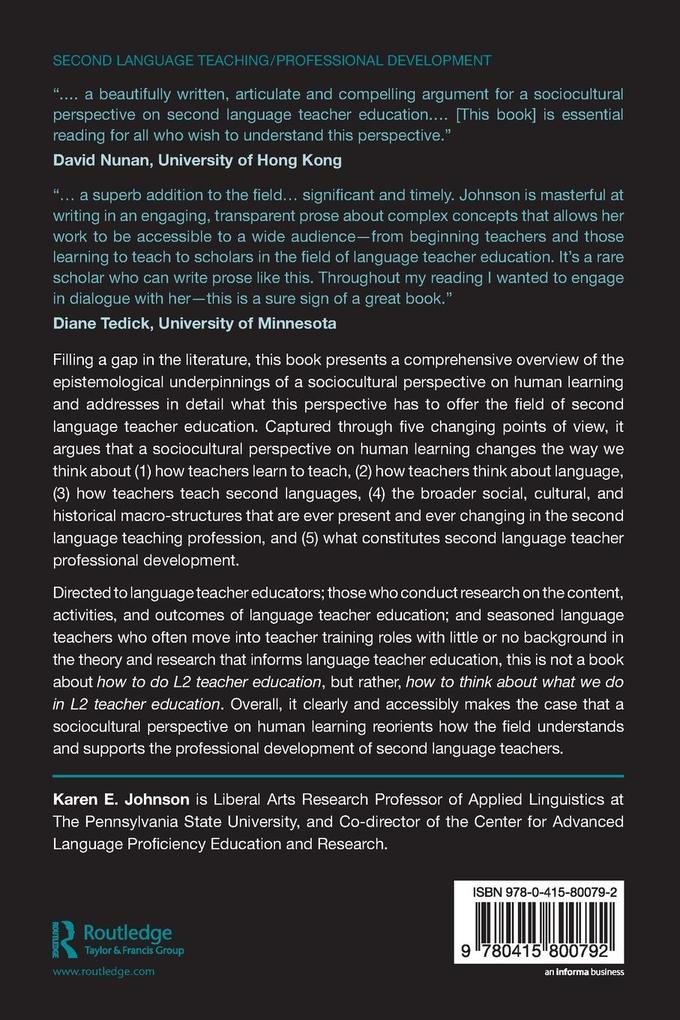 Weitere Ansicht: Second Language Teacher Education | Karen E. Johnson