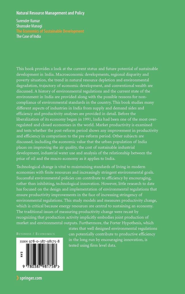 Weitere Ansicht: The Economics of Sustainable Development | Surender Kumar, Shunsuke Managi