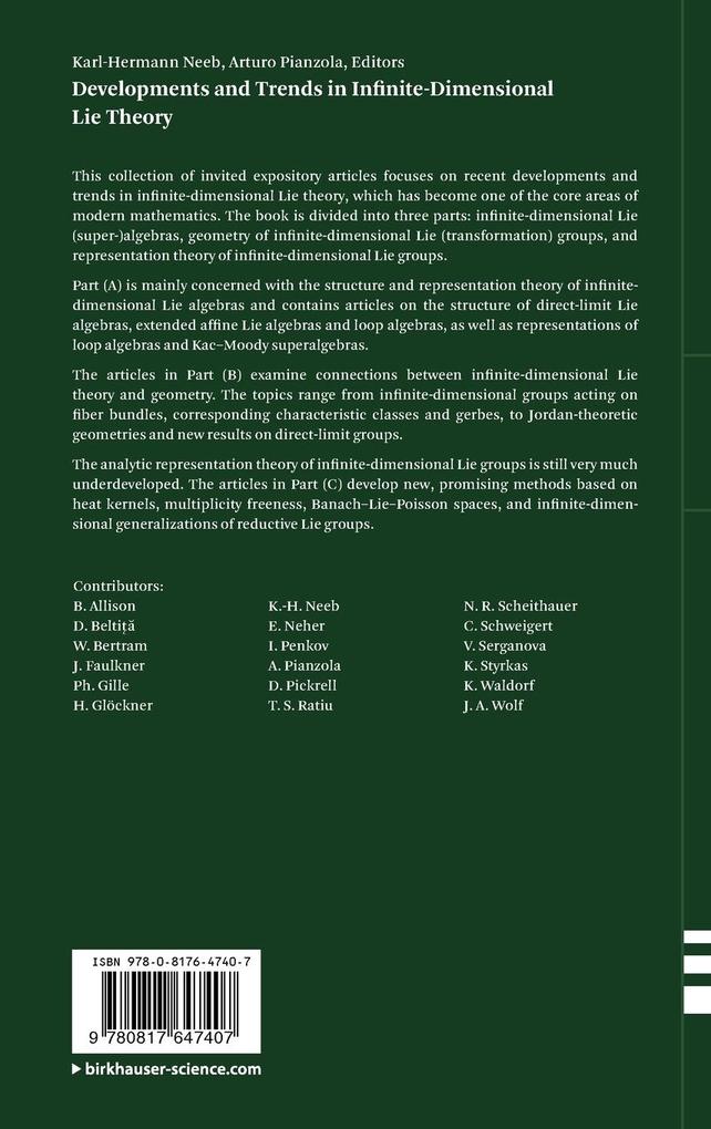 Weitere Ansicht: Developments and Trends in Infinite-Dimensional Lie Theory