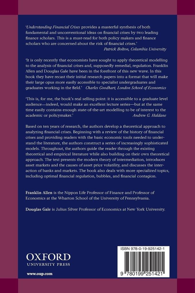 Weitere Ansicht: Understanding Financial Crises | Franklin Allen, Douglas Gale