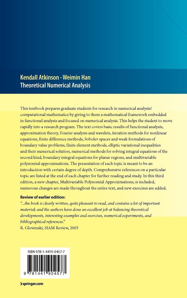 Weitere Ansicht: Theoretical Numerical Analysis | Kendall Atkinson, Weimin Han