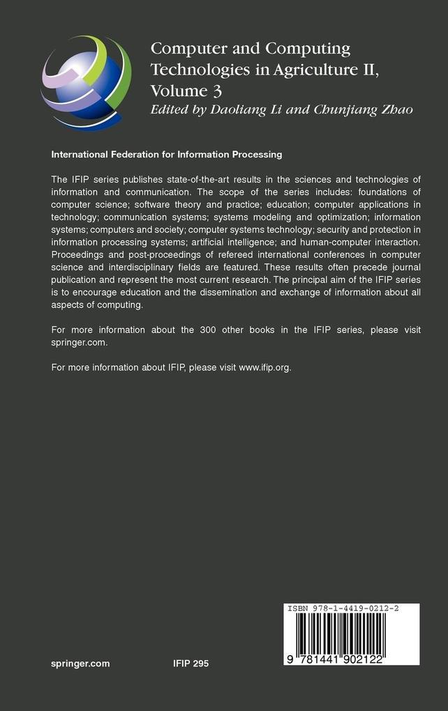 Weitere Ansicht: Computer and Computing Technologies in Agriculture II, Volume 3