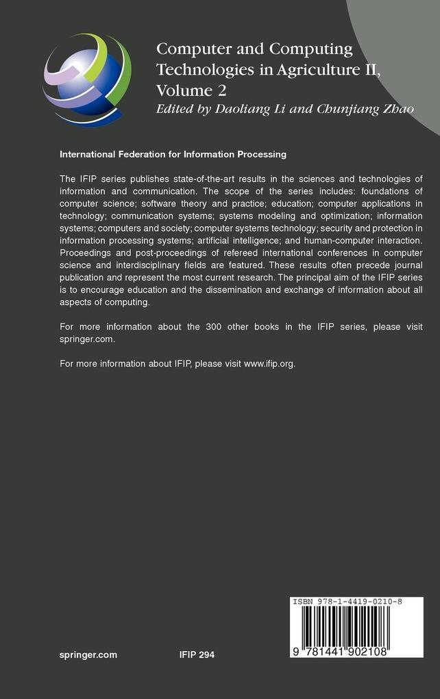 Weitere Ansicht: Computer and Computing Technologies in Agriculture II, Volume 2