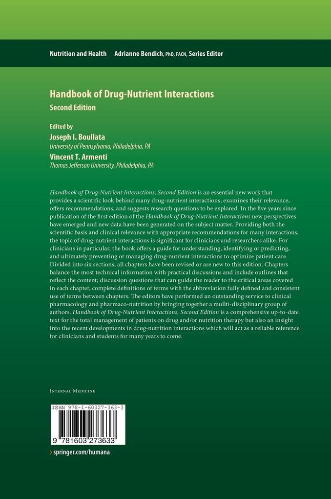 Weitere Ansicht: Handbook of Drug-Nutrient Interactions
