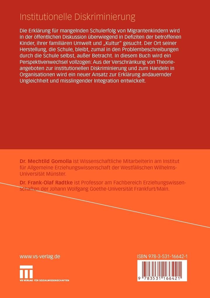Weitere Ansicht: Institutionelle Diskriminierung | Mechtild Gomolla, Frank-Olaf Radtke